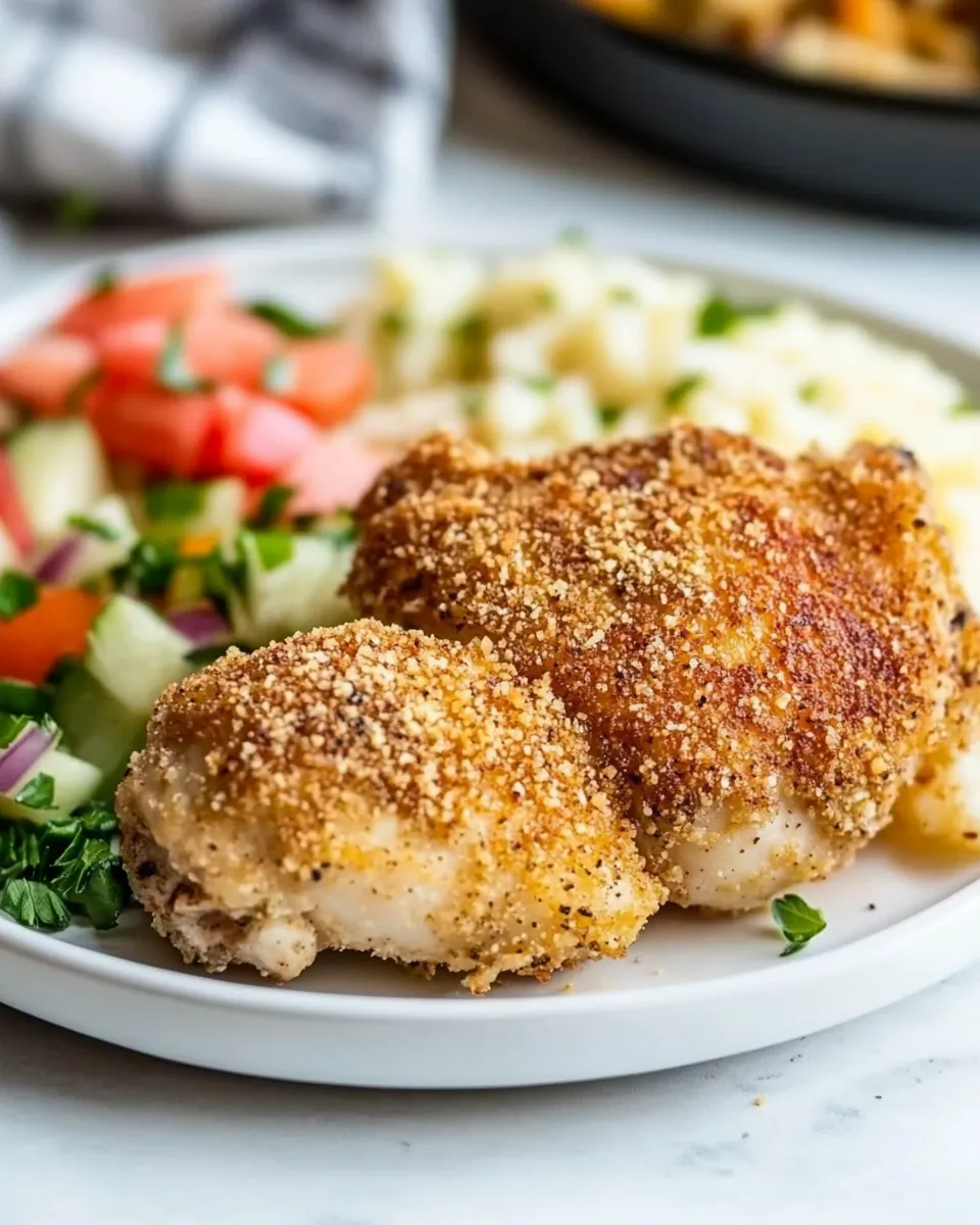 Easy Parmesan Crusted Air Fryer Chicken Thighs recipe photo