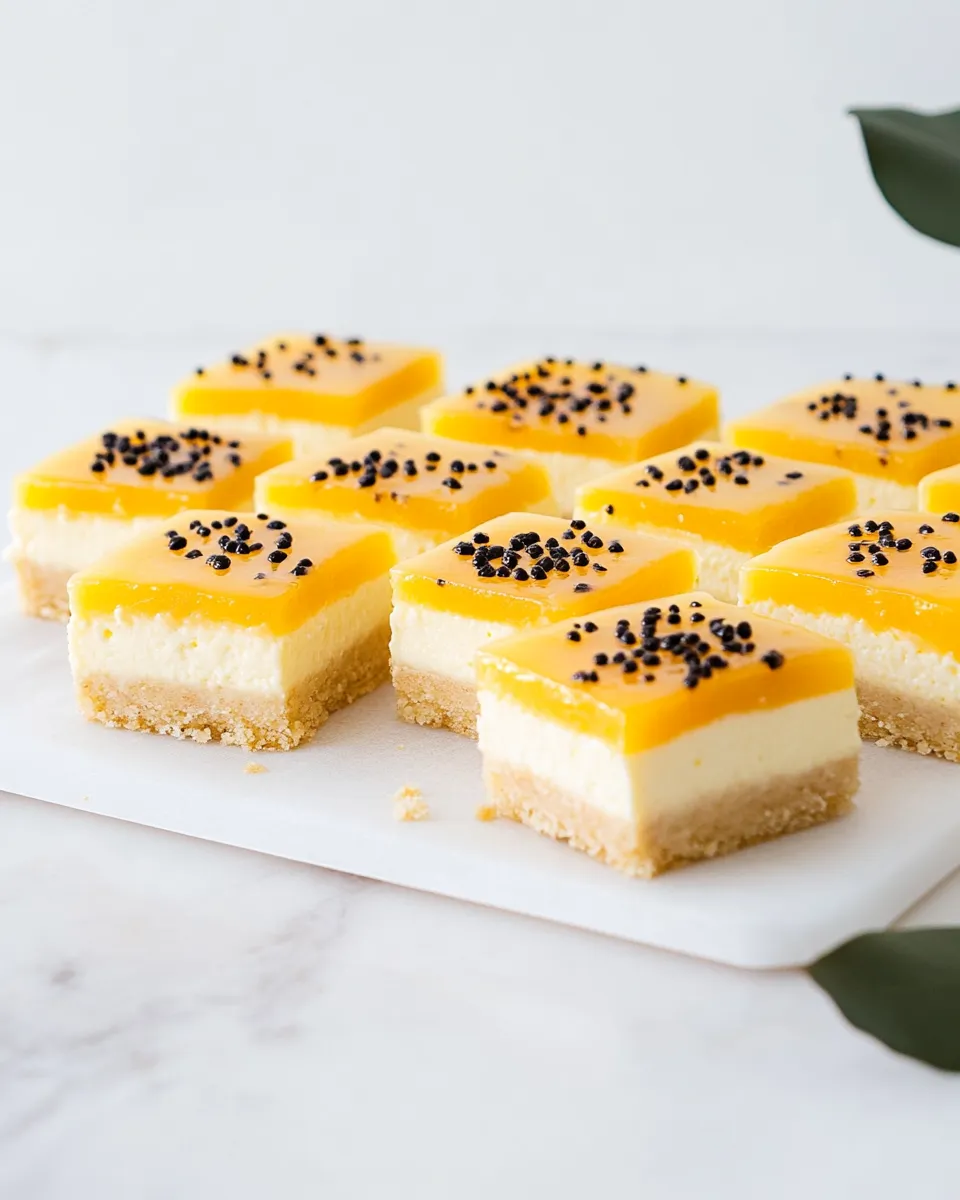 Delicious Passionfruit Cheesecake Bars plate image