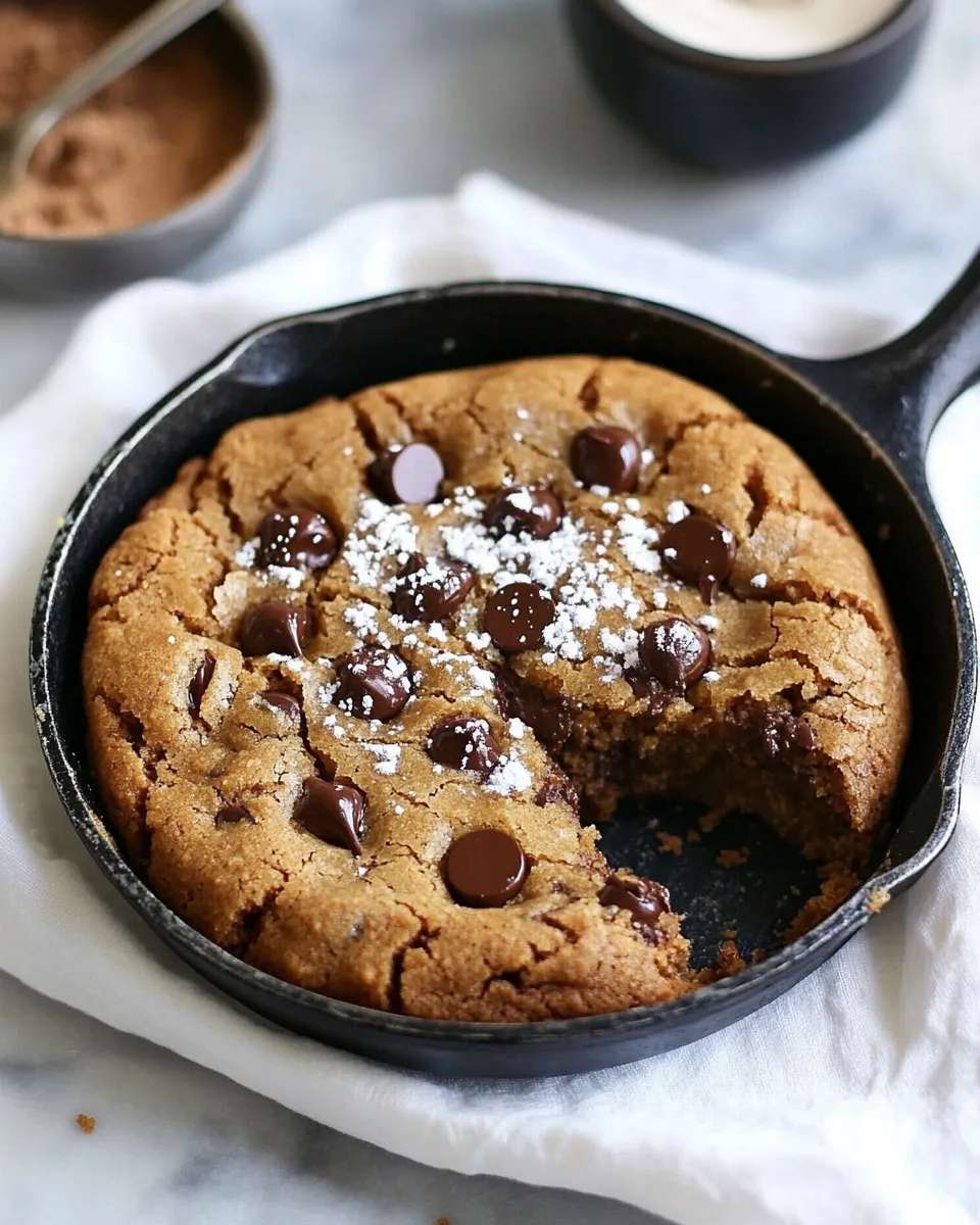 Homemade Peanut Butter Choc Chip Deep Dish Skillet Cookie (Low Fat) photo