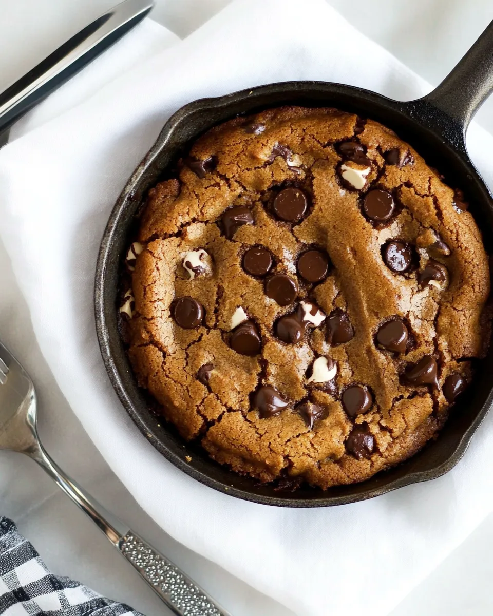 Classic Peanut Butter Choc Chip Deep Dish Skillet Cookie (Low Fat) image