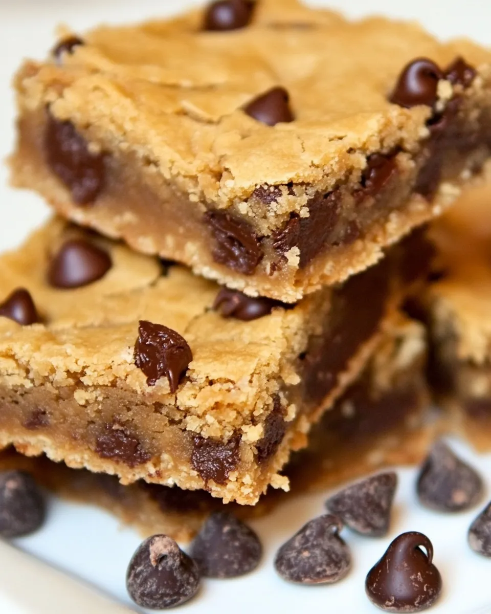 Delicious Peanut Butter Chocolate Chip Cookie Bars plate image