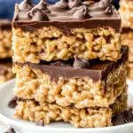homemade Peanut Butter Chocolate Rice Krispie Treats (No Bake Bars!) photo