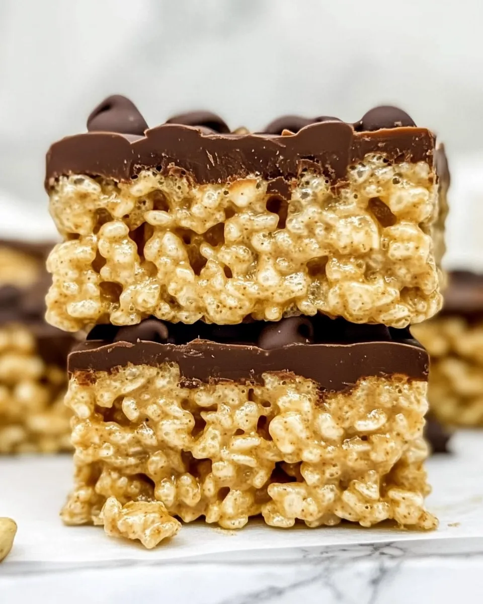 easy Peanut Butter Chocolate Rice Krispie Treats (No Bake Bars!) picture