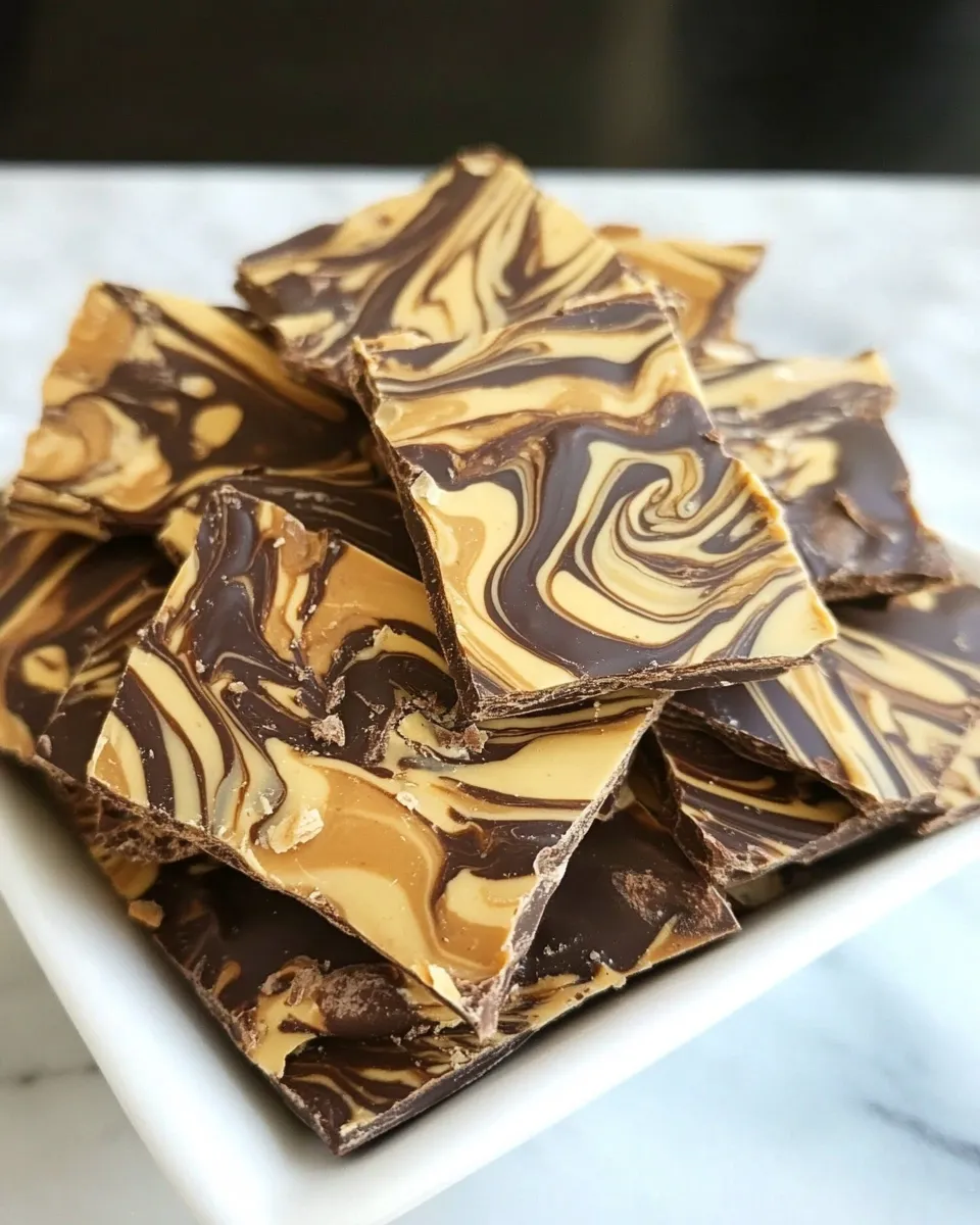 delicious Peanut Butter Chocolate Swirl Bark shot