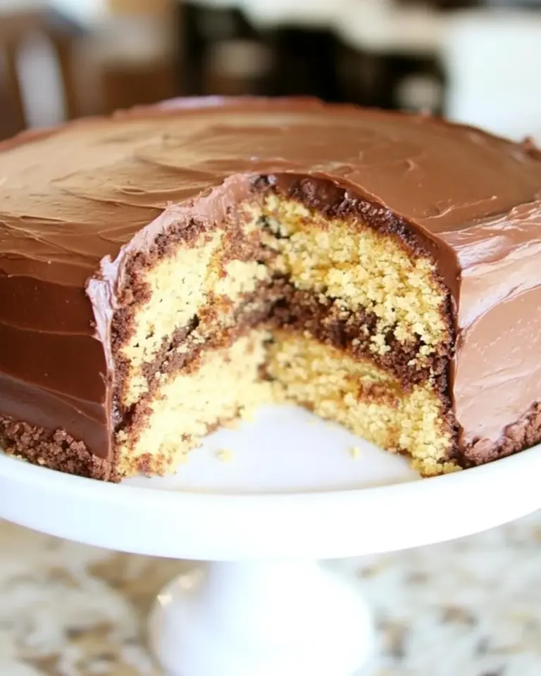 homemade Peanut Butter Layer Cake with Chocolate Frosting photo