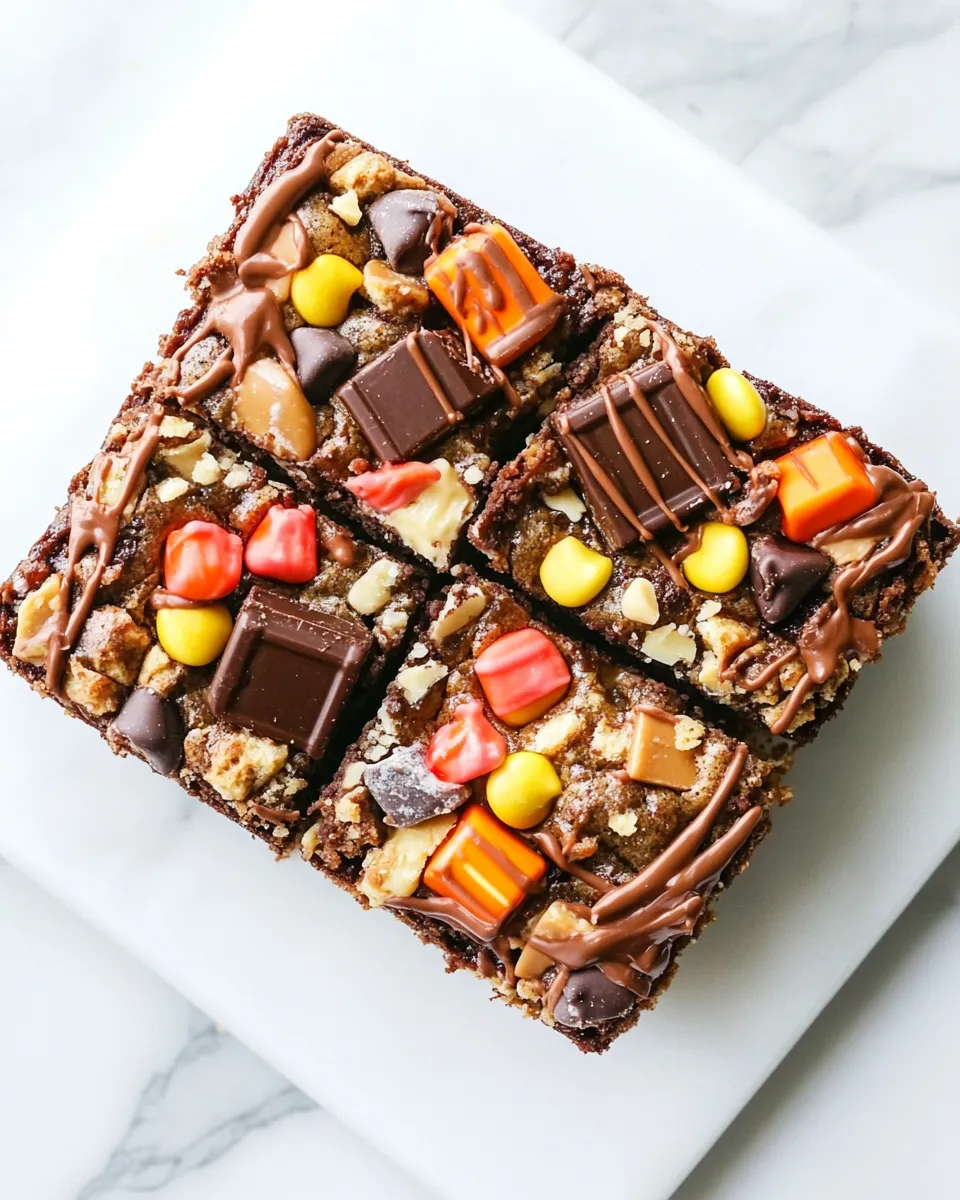 delicious Peanut Butter Nutella Candy Bar Brownie. shot
