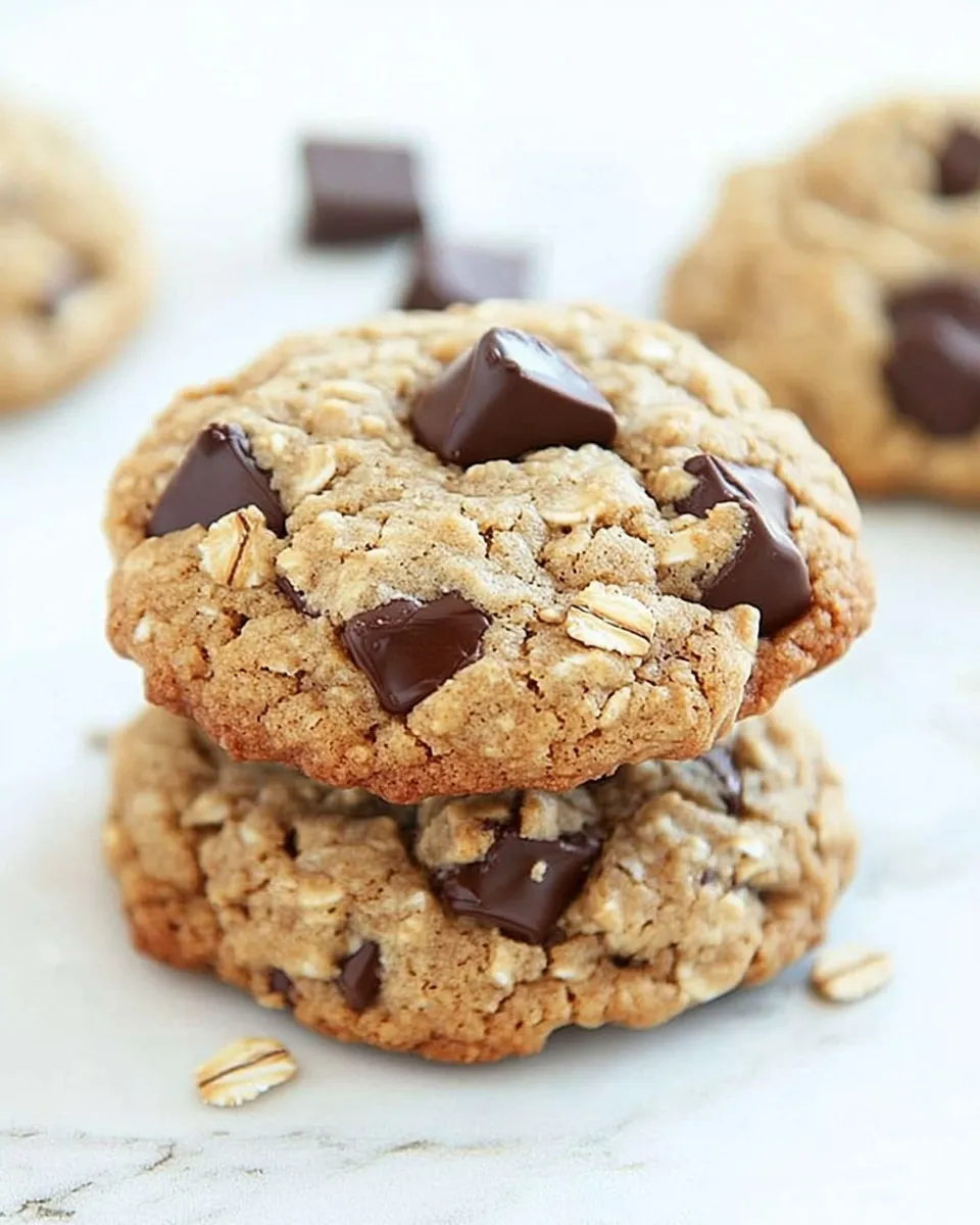 Delicious Peanut Butter Oatmeal Chocolate Chunk Cookies plate image