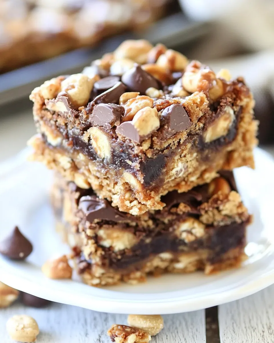 Classic Peanut Butter Snickers Cookie Bars image