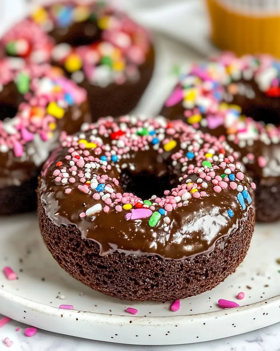 Delicious Perfect Baked Chocolate Donuts plate image