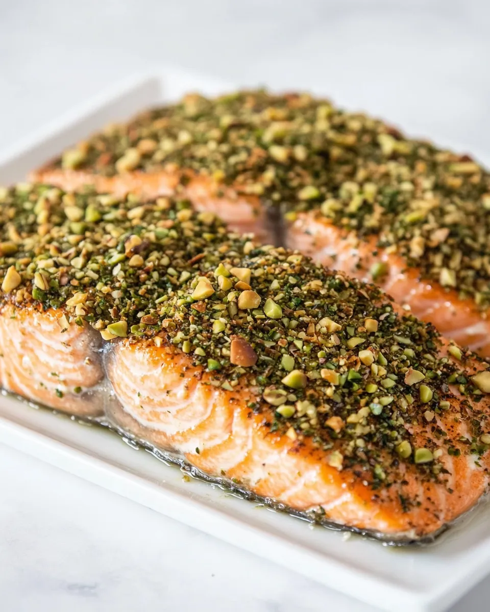 Delicious Pistachio Baked Salmon shot