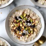 Homemade Pistachio Coconut Oatmeal. photo