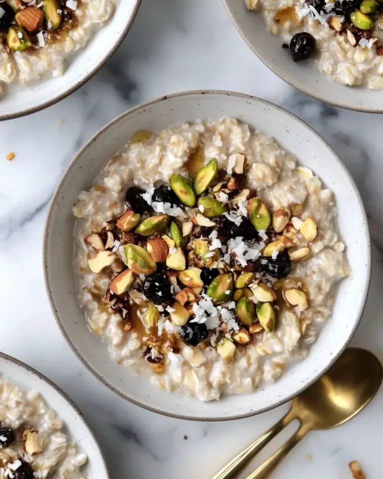 Homemade Pistachio Coconut Oatmeal. photo