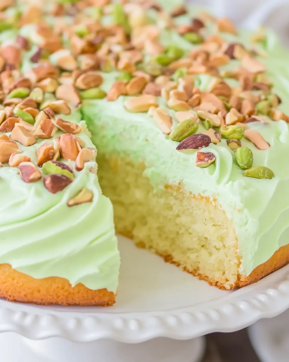 Homemade Pistachio Double Pudding Cake photo
