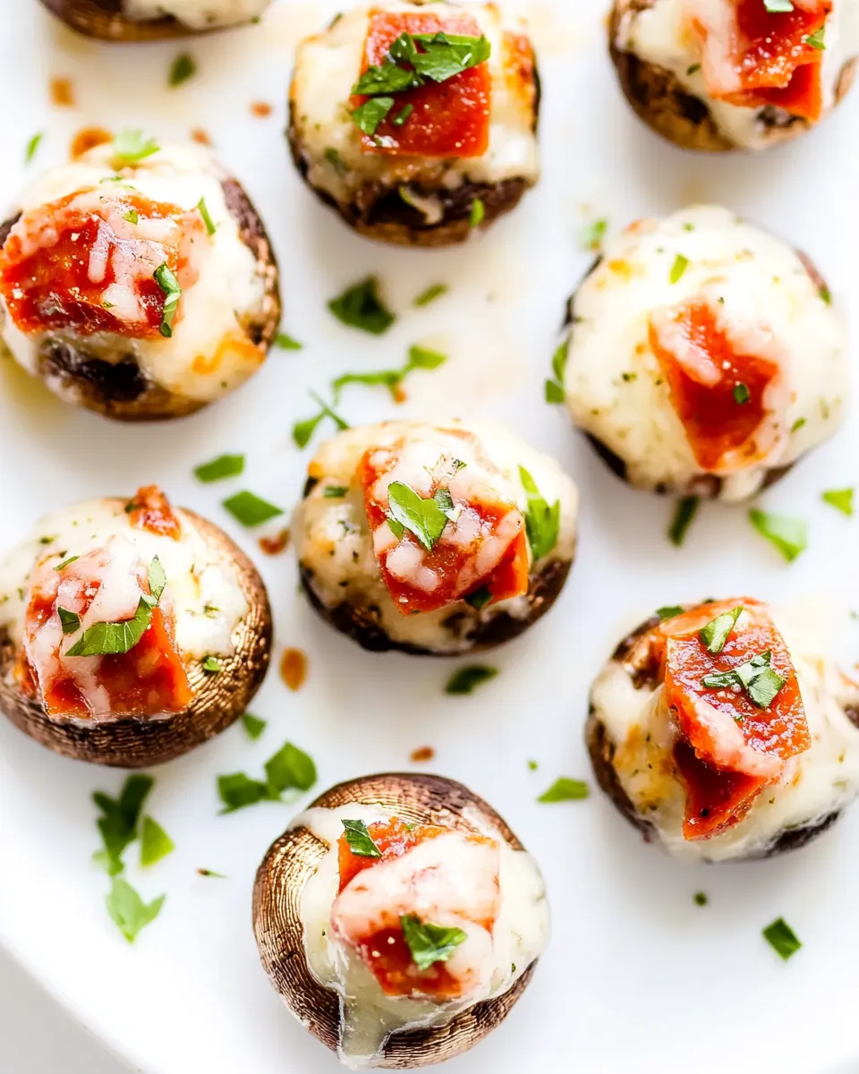 Easy Pizza Dip Stuffed Mushrooms recipe photo