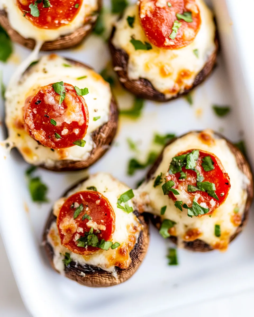 Delicious Pizza Dip Stuffed Mushrooms dish photo