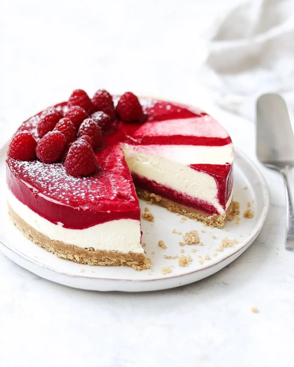 Delicious Raspberry Vegan Cheesecake shot