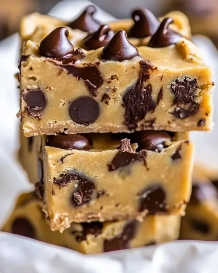homemade Raw Chocolate Chip Cookie Dough Bars with Hot Fudge photo