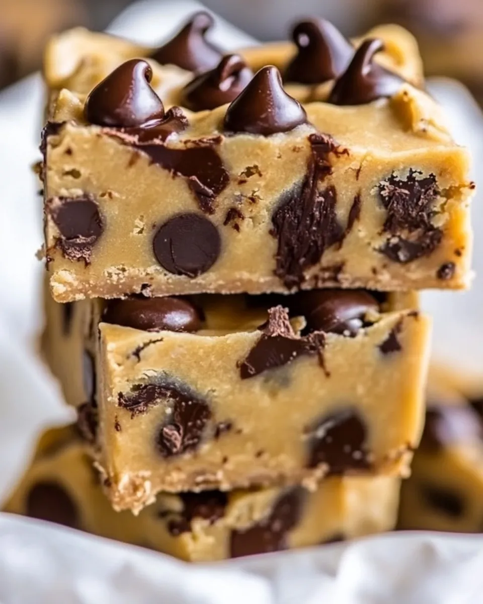 homemade Raw Chocolate Chip Cookie Dough Bars with Hot Fudge photo