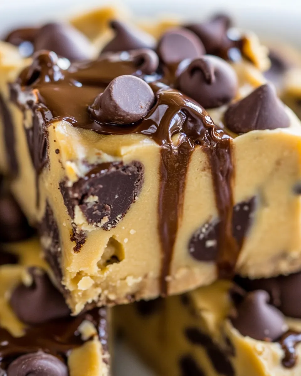 easy Raw Chocolate Chip Cookie Dough Bars with Hot Fudge picture
