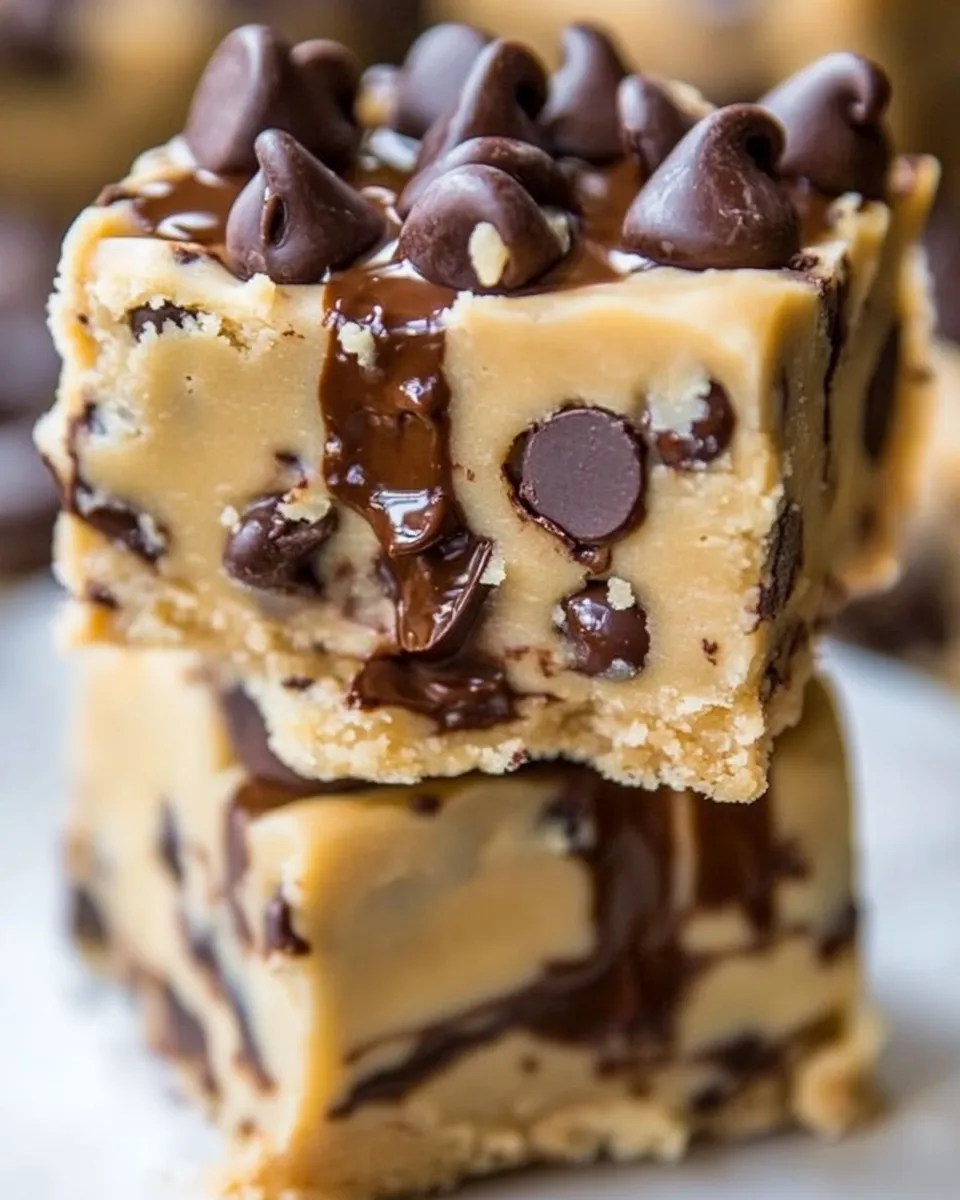 delicious Raw Chocolate Chip Cookie Dough Bars with Hot Fudge shot