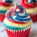 Homemade Red White and Blue Cupcakes photo