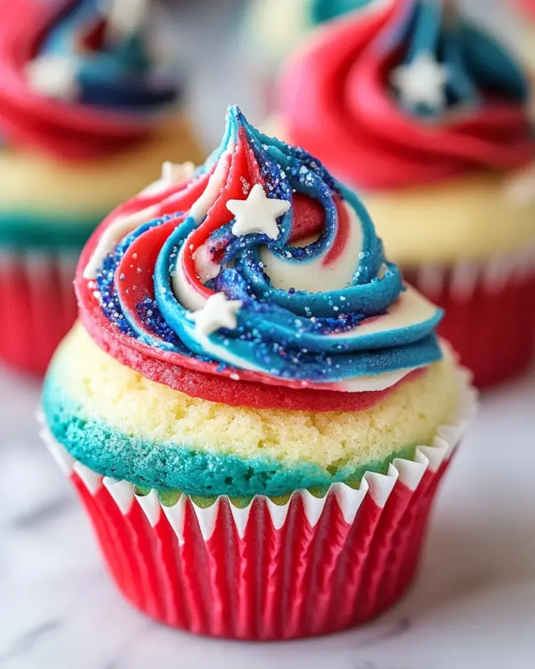 Homemade Red White and Blue Cupcakes photo