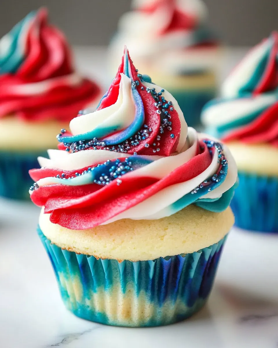 Classic Red White and Blue Cupcakes recipe photo