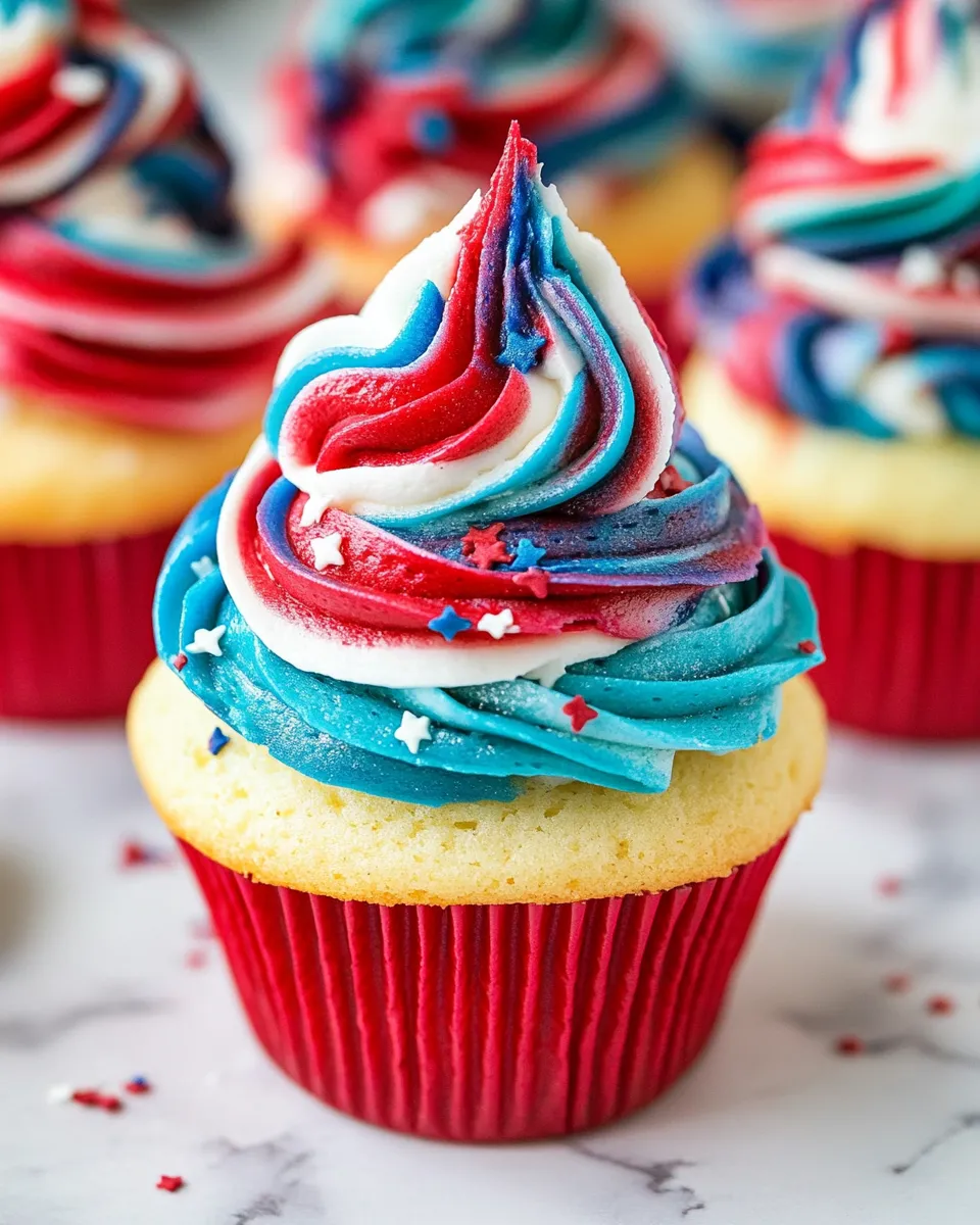 Easy Red White and Blue Cupcakes image