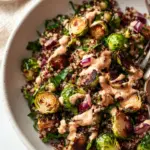 Homemade Roasted Brussels Sprouts, Quinoa & Lentil Salad with Spicy Caesar Dressing photo