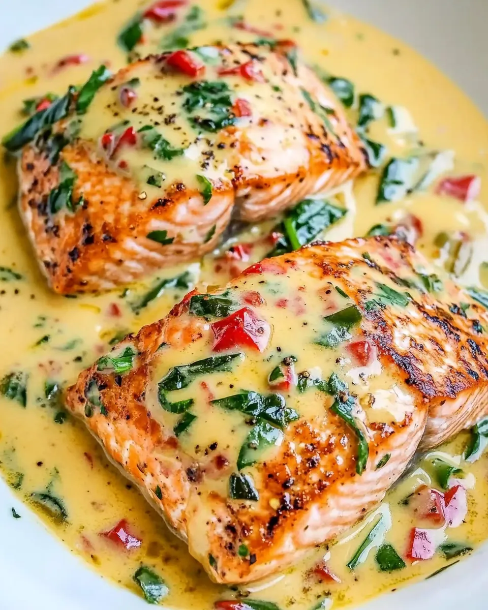Delicious Salmon in Roasted Pepper Sauce dish photo