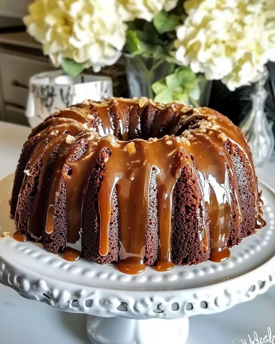Homemade Salted Caramel Chocolate Bundt Cake photo