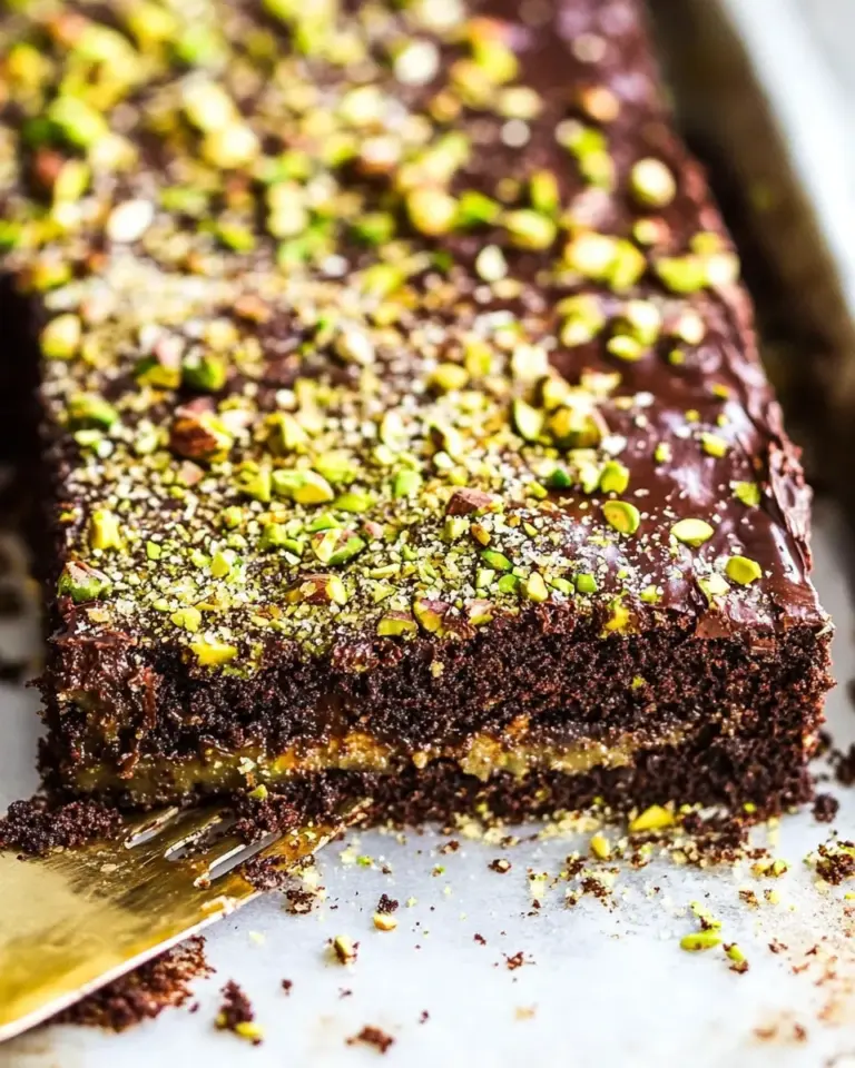 homemade Salted Texas Chocolate Sheet Cake with Pistachios photo