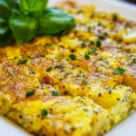 homemade Sheet Pan Potato Frittata Squares with Basil and Chive photo