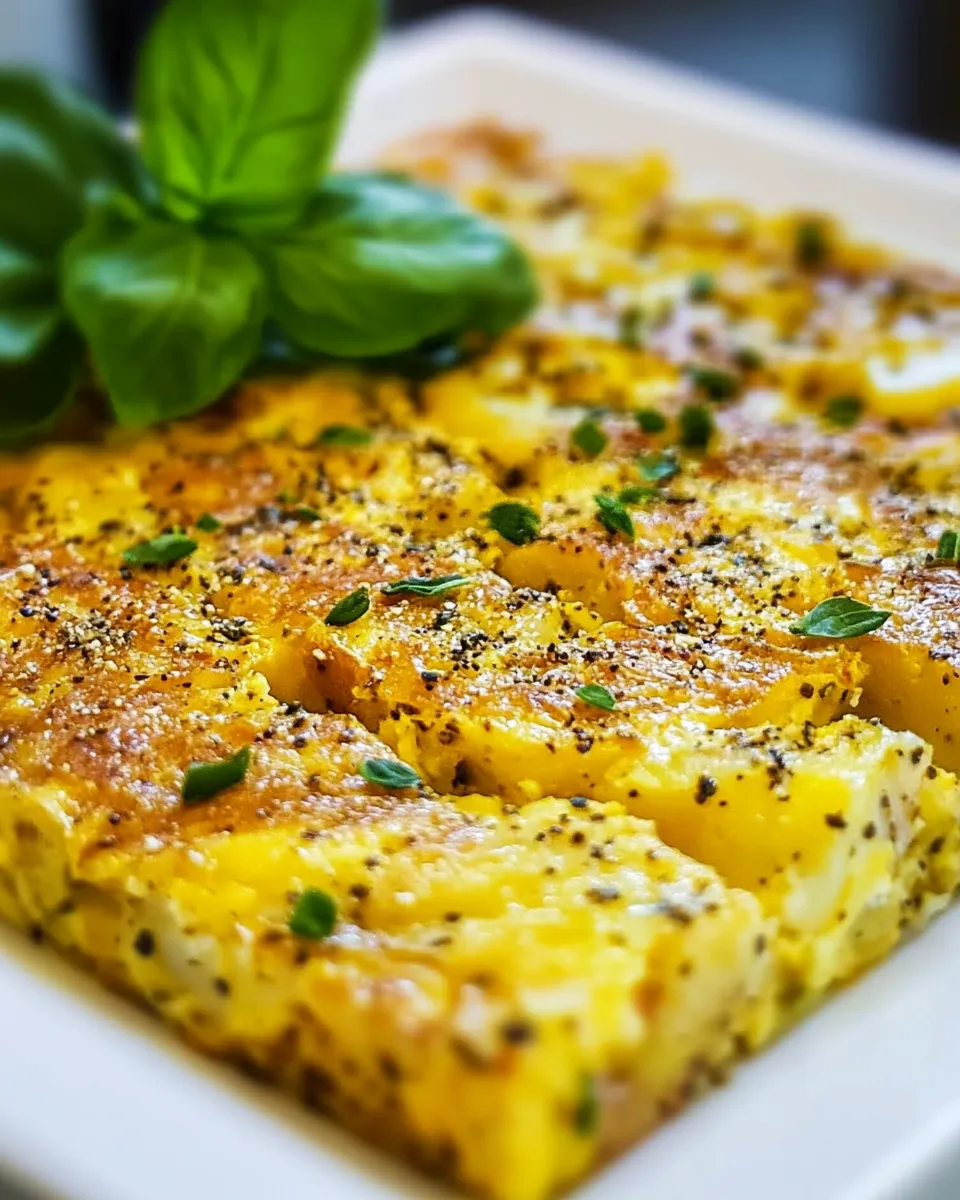 homemade Sheet Pan Potato Frittata Squares with Basil and Chive photo