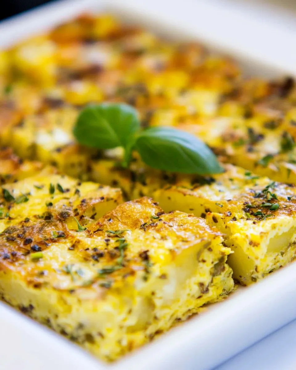 classic Sheet Pan Potato Frittata Squares with Basil and Chive image