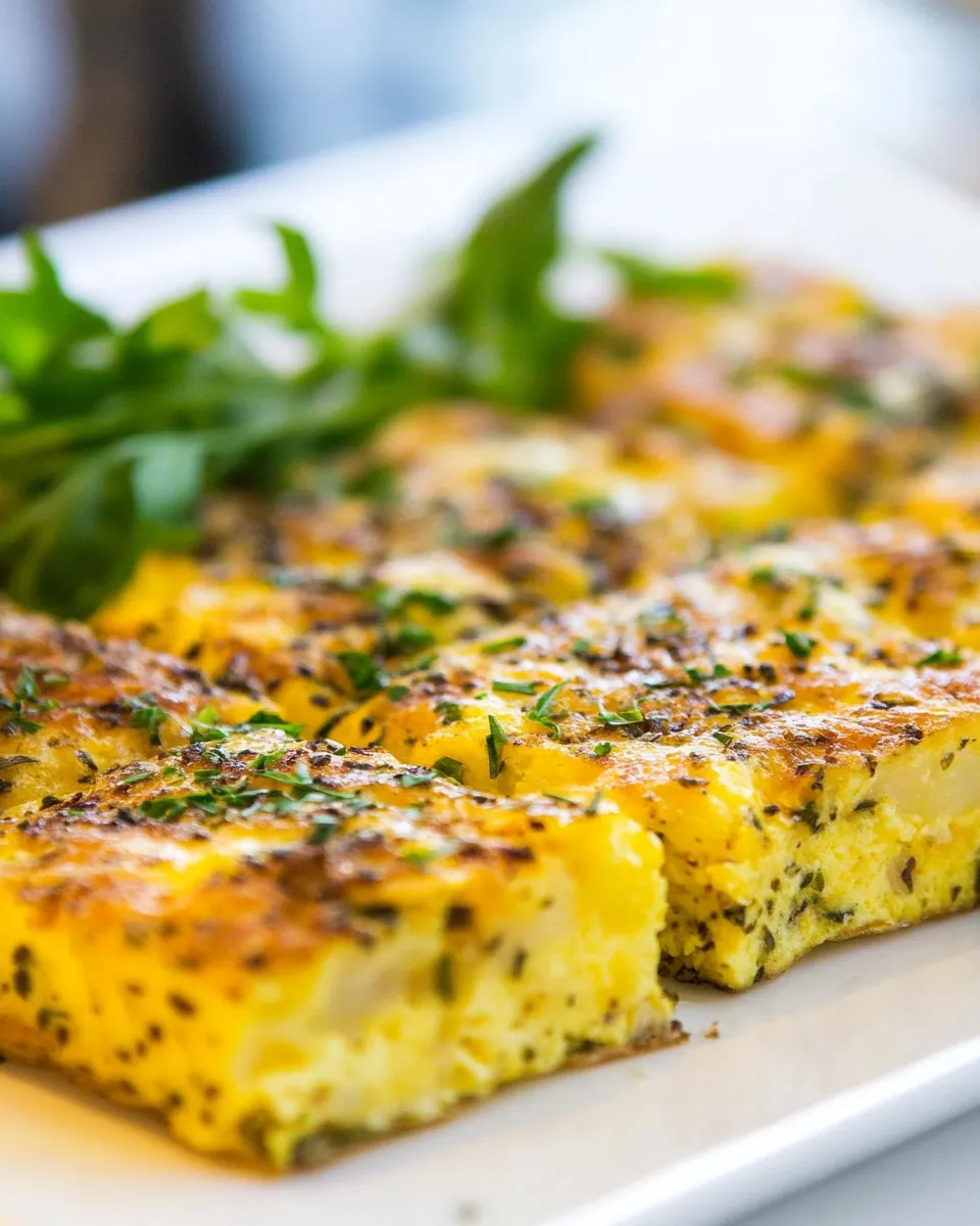 easy Sheet Pan Potato Frittata Squares with Basil and Chive picture