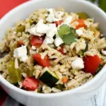 Homemade Slow Cooker Brown Rice (with Veggies and Feta) photo
