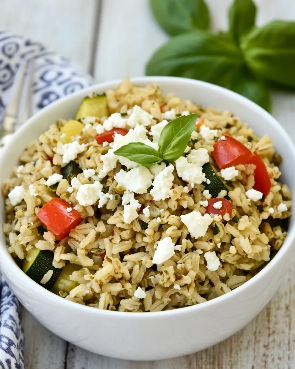 Classic Slow Cooker Brown Rice (with Veggies and Feta) image