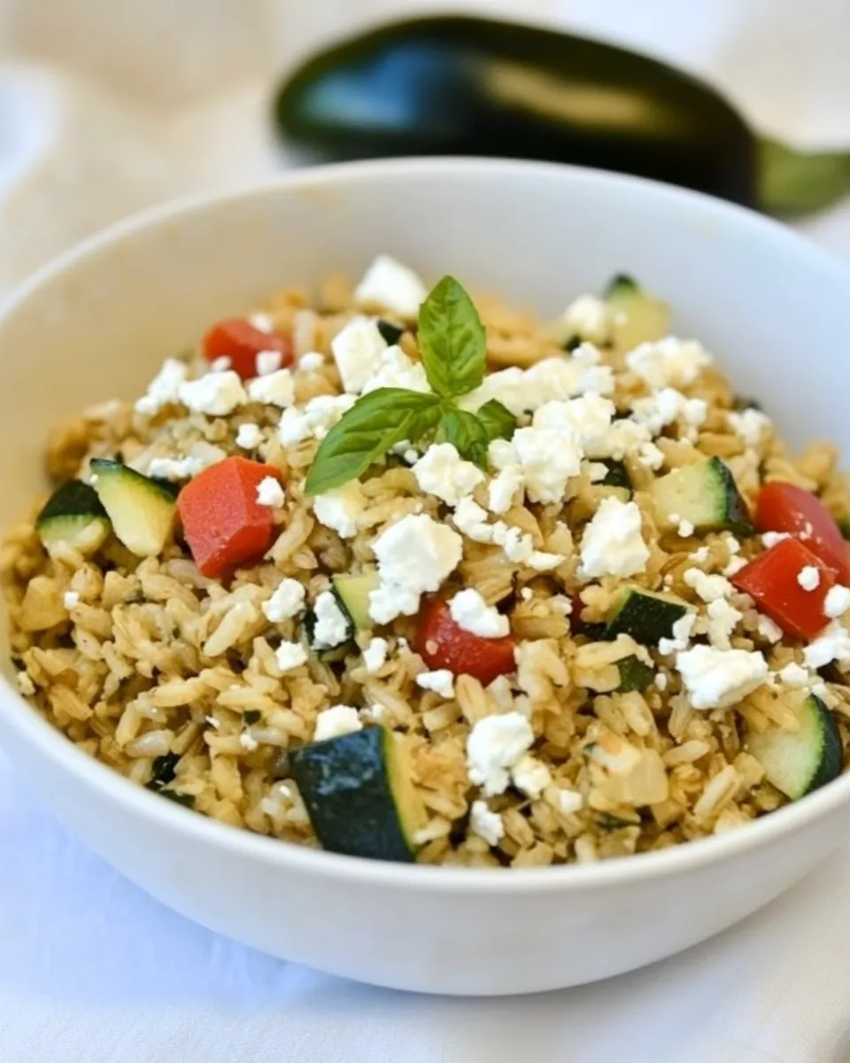 Delicious Slow Cooker Brown Rice (with Veggies and Feta) dish photo