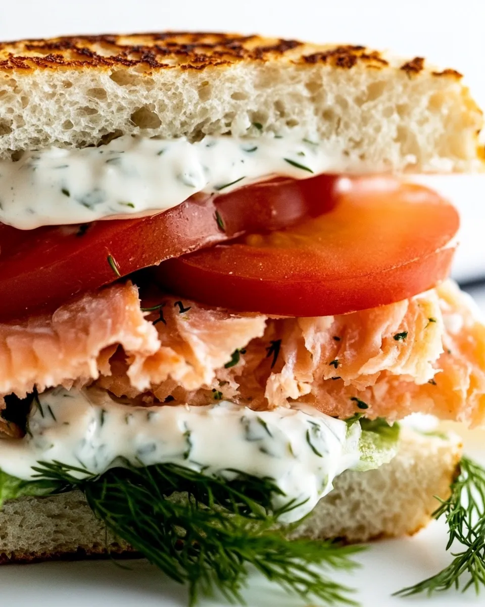 Easy Smoked Salmon Panini Sandwich with Lemon Dill Mayonnaise recipe image