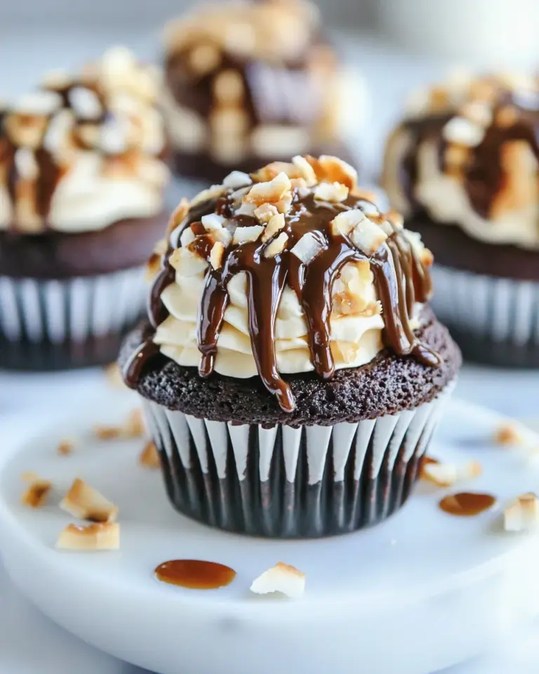 Homemade Snickers Coconut Caramel Cupcakes photo