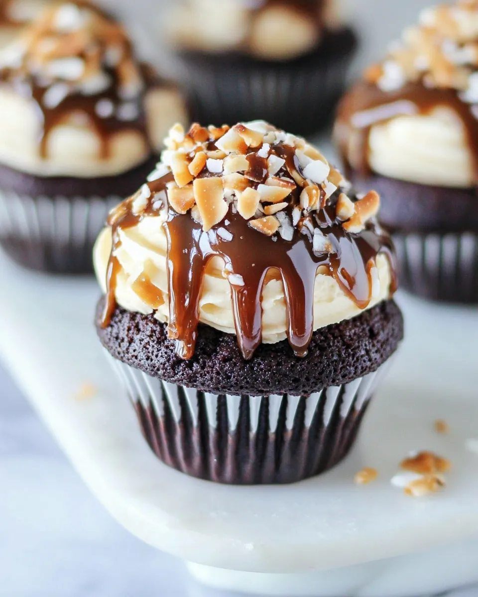 Easy Snickers Coconut Caramel Cupcakes recipe photo