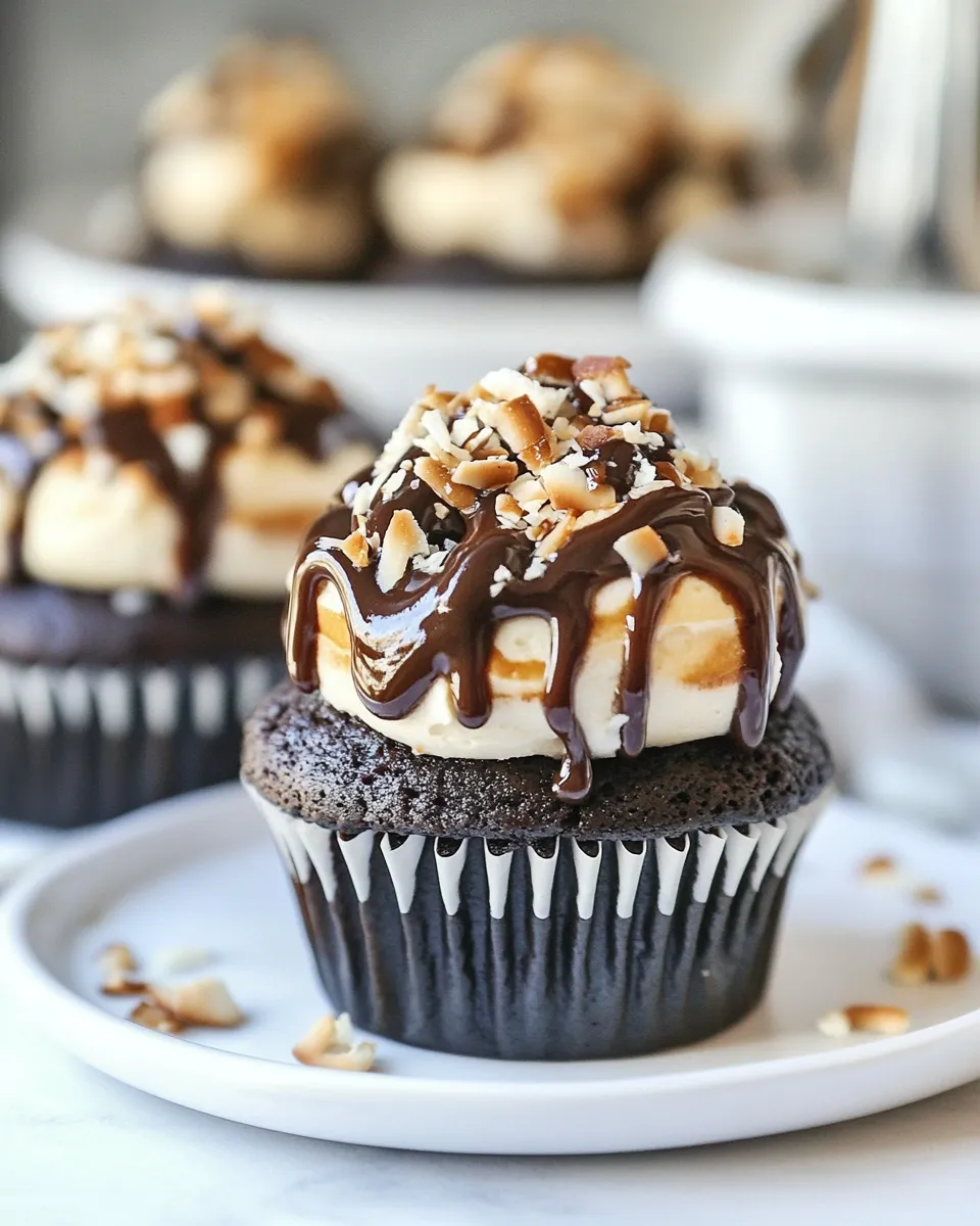 Delicious Snickers Coconut Caramel Cupcakes dish photo