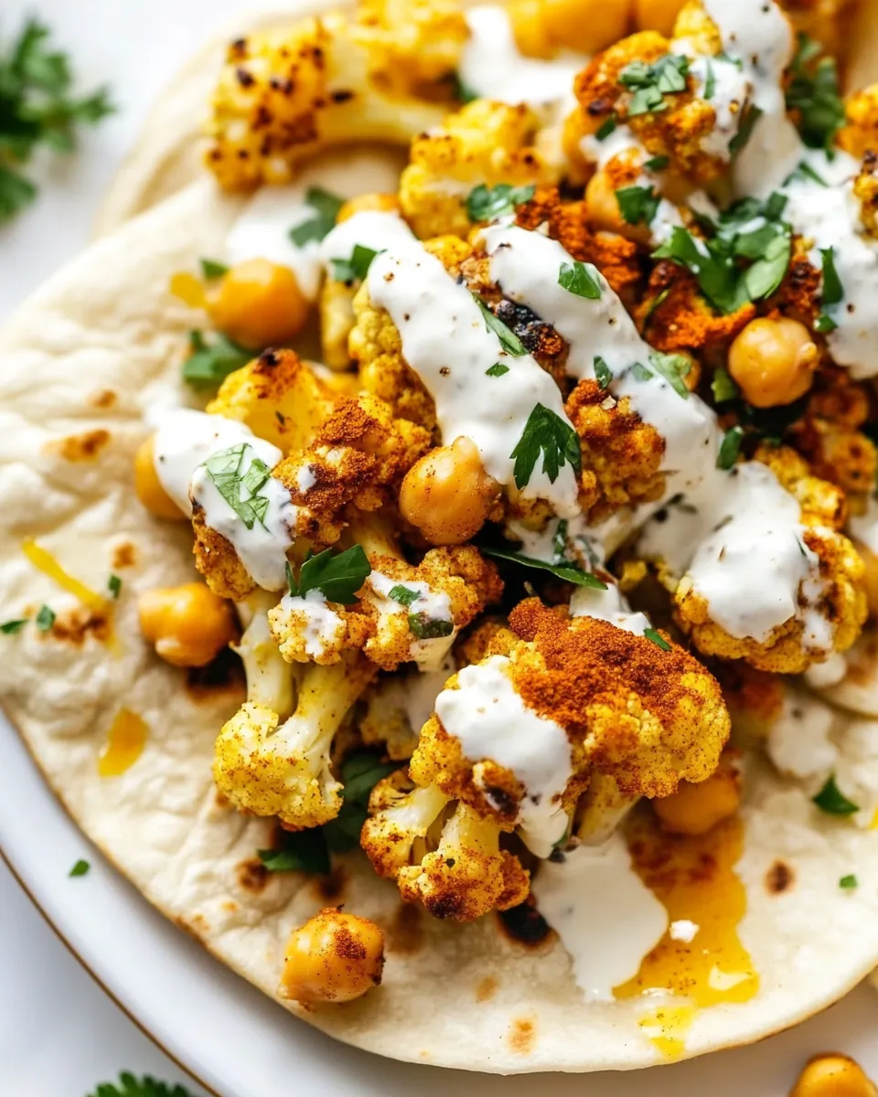 Classic Spiced Cauliflower Chickpea Pitas image