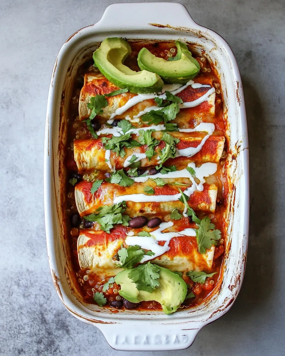 Easy Spicy Poblano, Black Bean, and Quinoa Enchiladas. photo