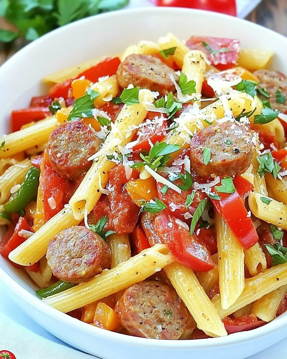 Homemade Spicy Sausage and Pepper Pasta photo