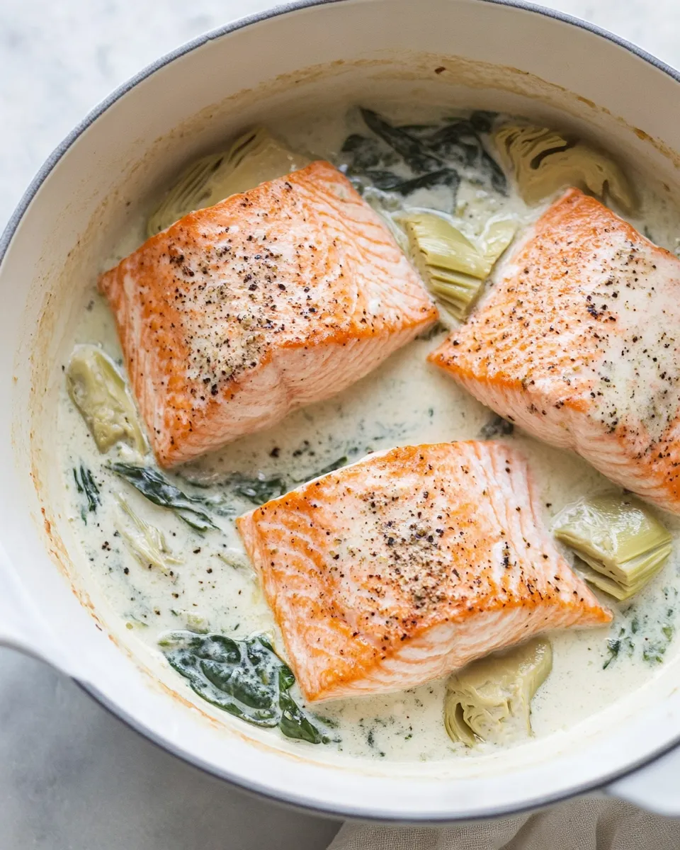Easy Spinach Artichoke Salmon recipe image