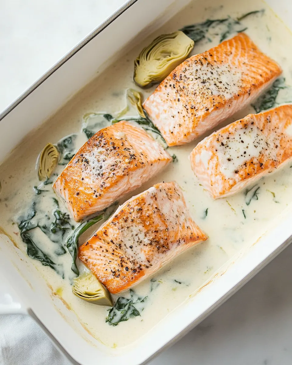 Delicious Spinach Artichoke Salmon dish photo