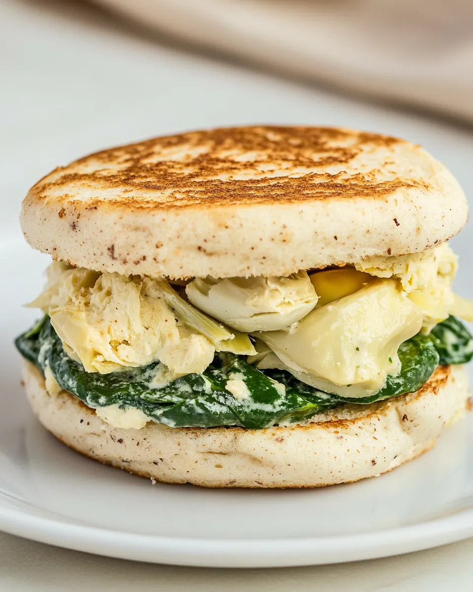 Delicious Spinach and Artichoke Breakfast Sandwich shot