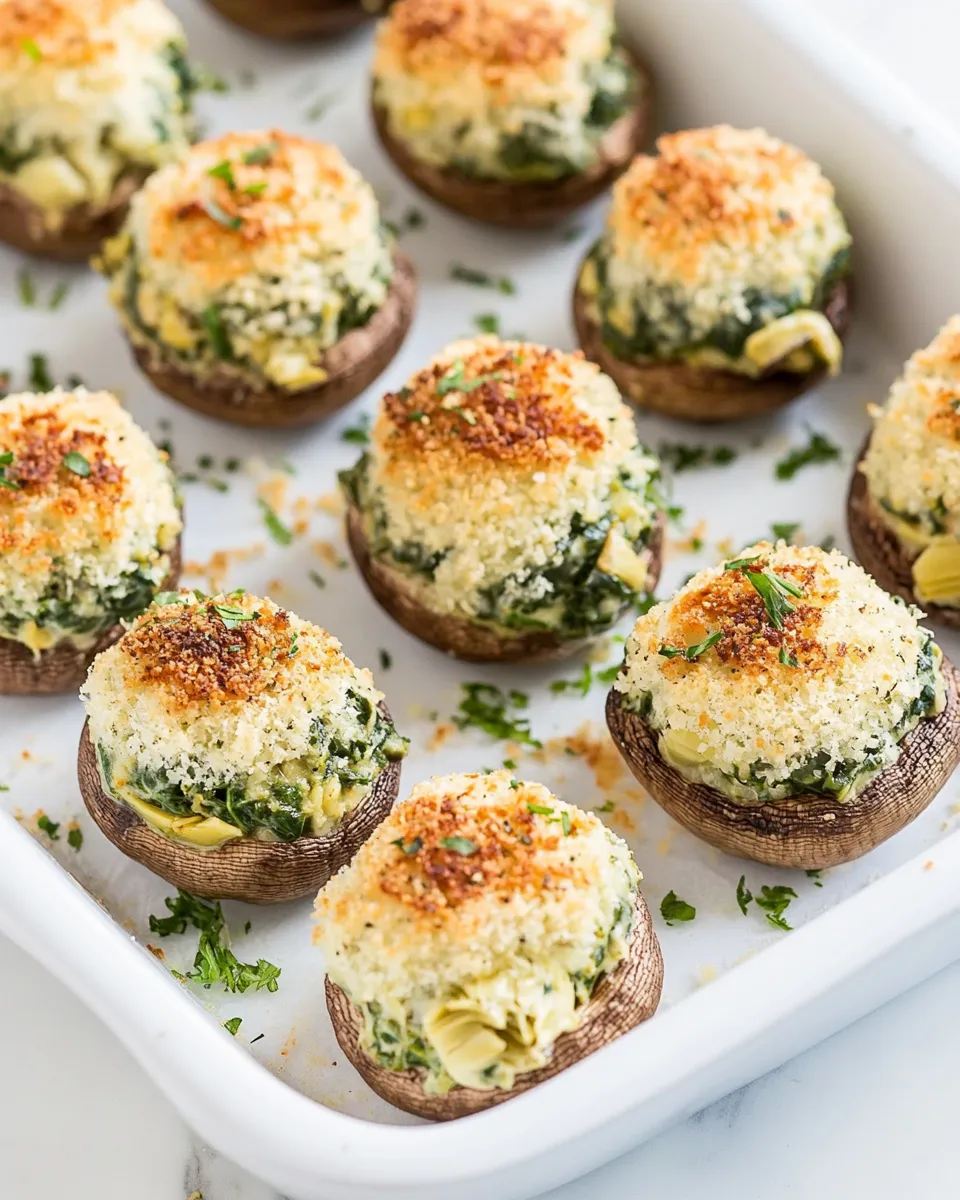 Classic Spinach and Artichoke Stuffed Mushrooms image